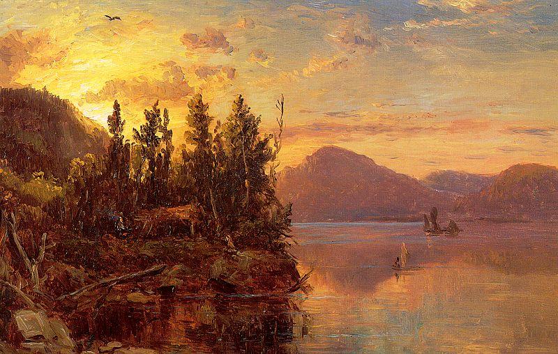 Regis-Francois Gignoux  Lake George at Sunset 1862 France oil painting art